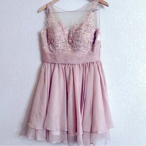 Elegant Beaded,lace,rhinestones,pinky nude,tiered, mini flowy,lined,gauzy,fairy